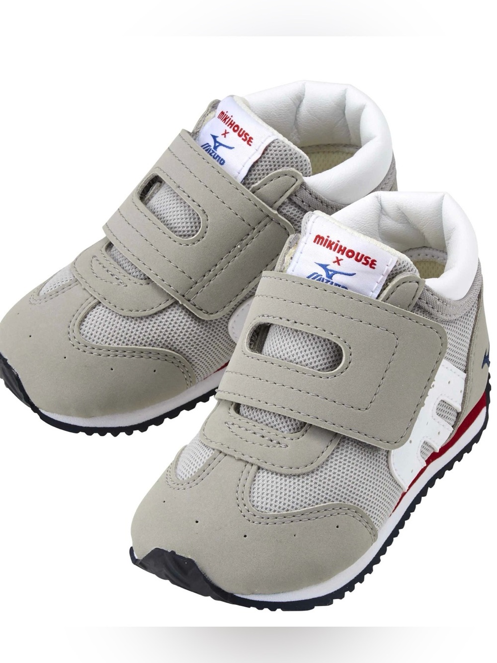 MIKIHOUSE x Mizuno Grey Suede Mesh Baby Toddler Shoes Velcro Second Shoes Japan